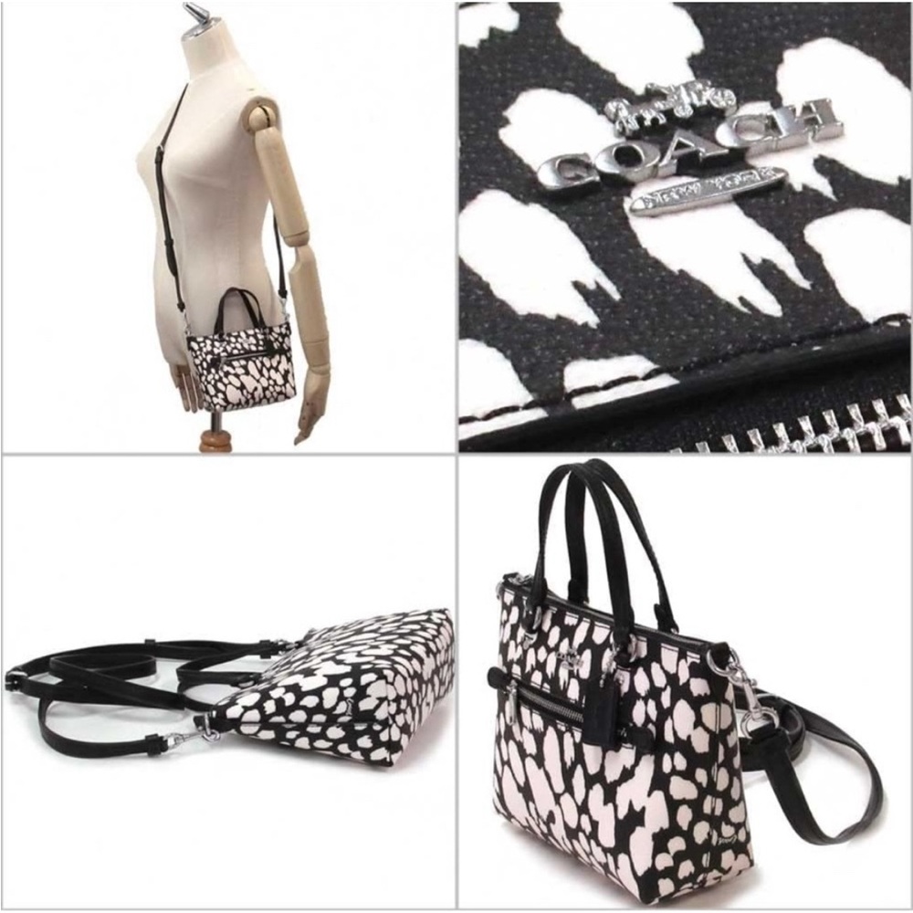 Coach Mini Gallery Crossbody spotted animal print black/chalk NWOT - Picture 7 of 14